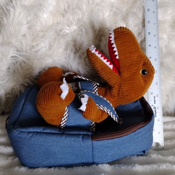 Naturally KIDS T-Rex Dinosaur Plush Backpack Toddler 3-5 Blue Brown Dino School - Picture 12 of 13